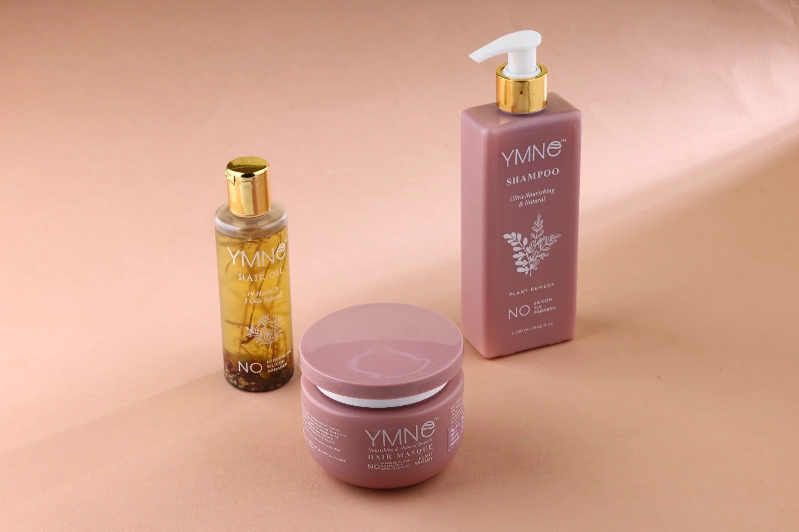 YMNE hair care range: Shampoo, Hair Masque and Hair Oil